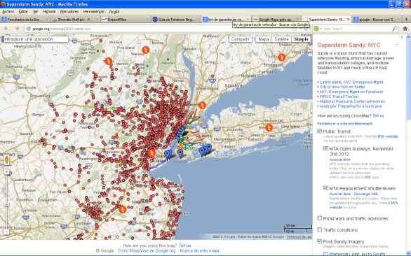 Google actualiza Maps con nuevas capas tras el paso de Sandy