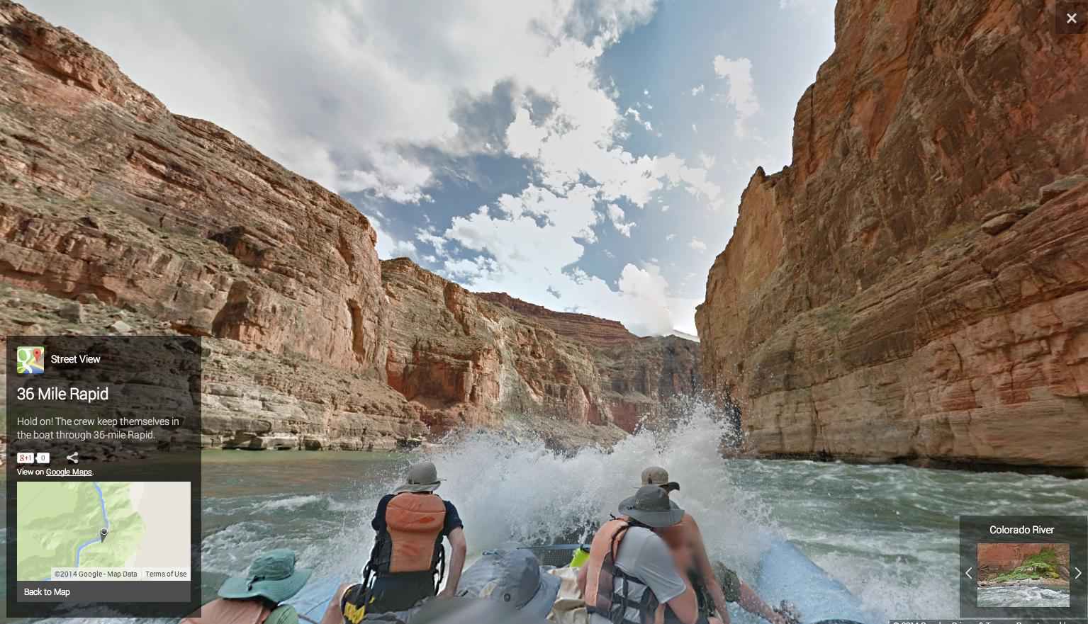 Rafting por el Río Colorado con Google Maps Street View