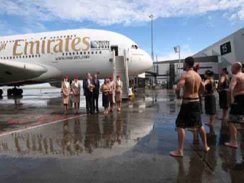 El rugby llega a Auckland a bordo de un Airbus A380 de Emirates