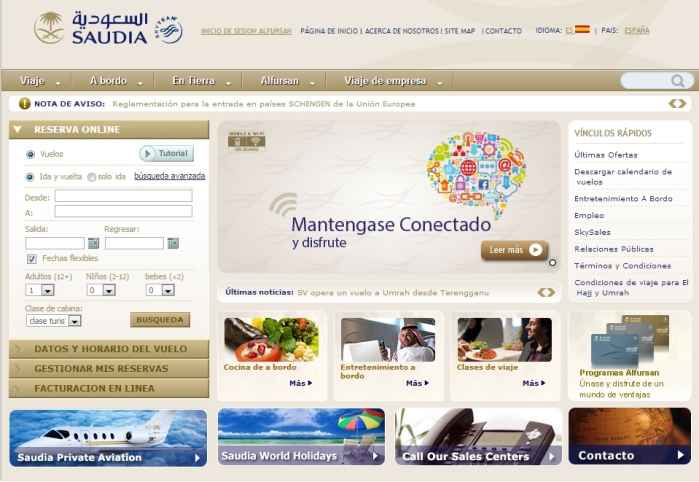Saudia Airlines lanza la versión en castellano de su web