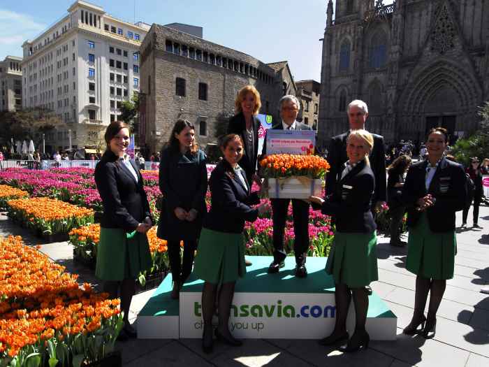 Barcelona se llena con 50.000 tulipanes donados por Transavia